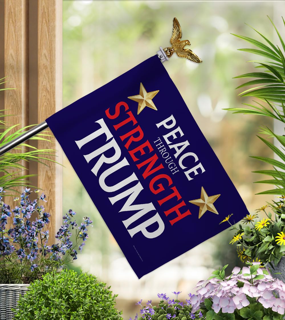 Blue Peace Through Strengthトランプ フラッグ イーグルポールキット ガーデンサイン 壁装飾 ホームパティ