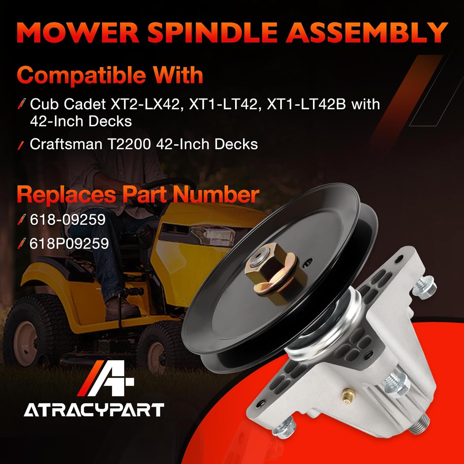 Mower Spindle Assembly Compatible with Cub Cadet XT2-LX42 XT1-LT42 XT1-LT42B, MTD Craftsman T2200 42-Inch Decks, Replaces 618-09259, 618P09259