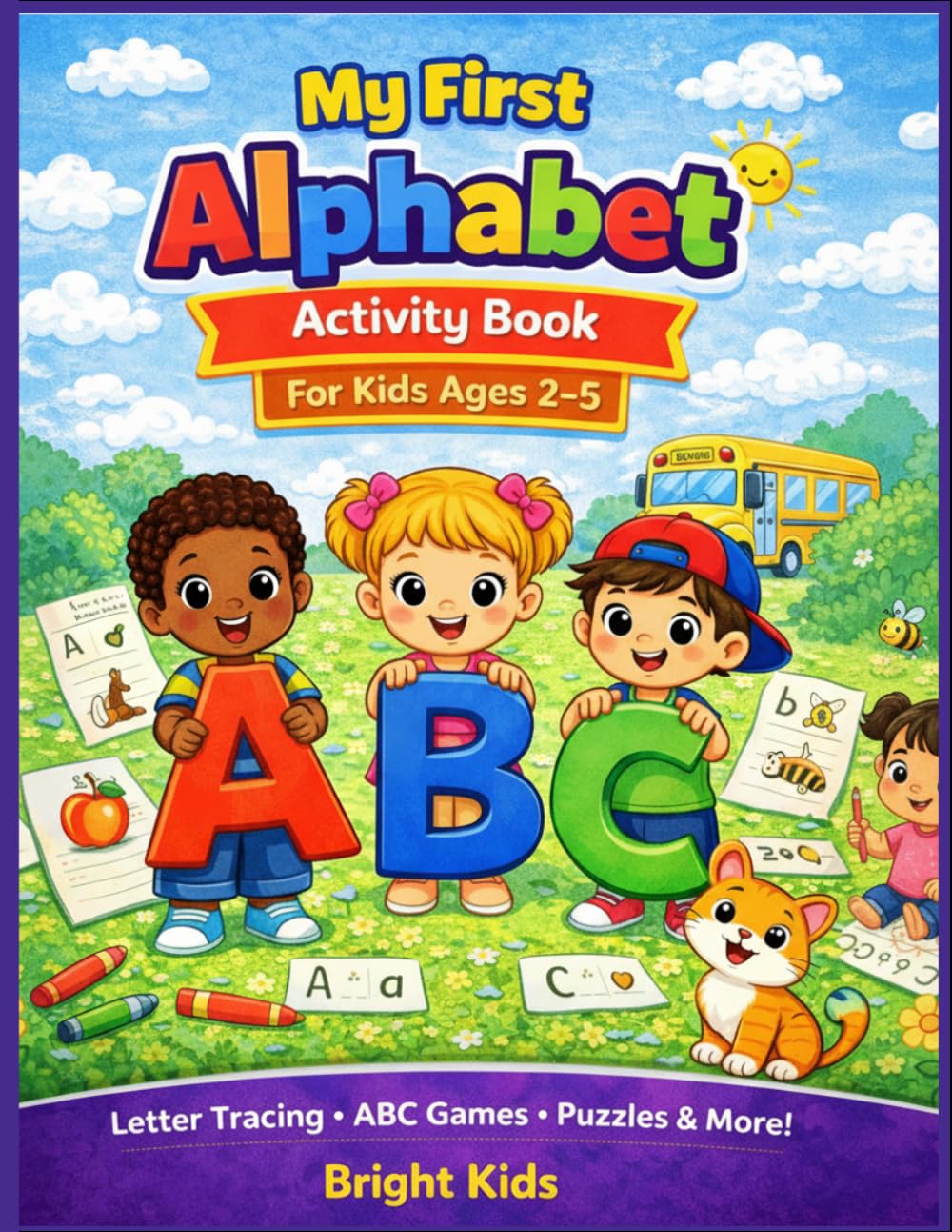 My First Alphabet Activity Book for Kids Ages 2–5: Letter Tracing, Coloring, Mazes, Matching, Dot-to-Dot and Cut and Paste Activities for Preschool, Kindergarten and Early Learners