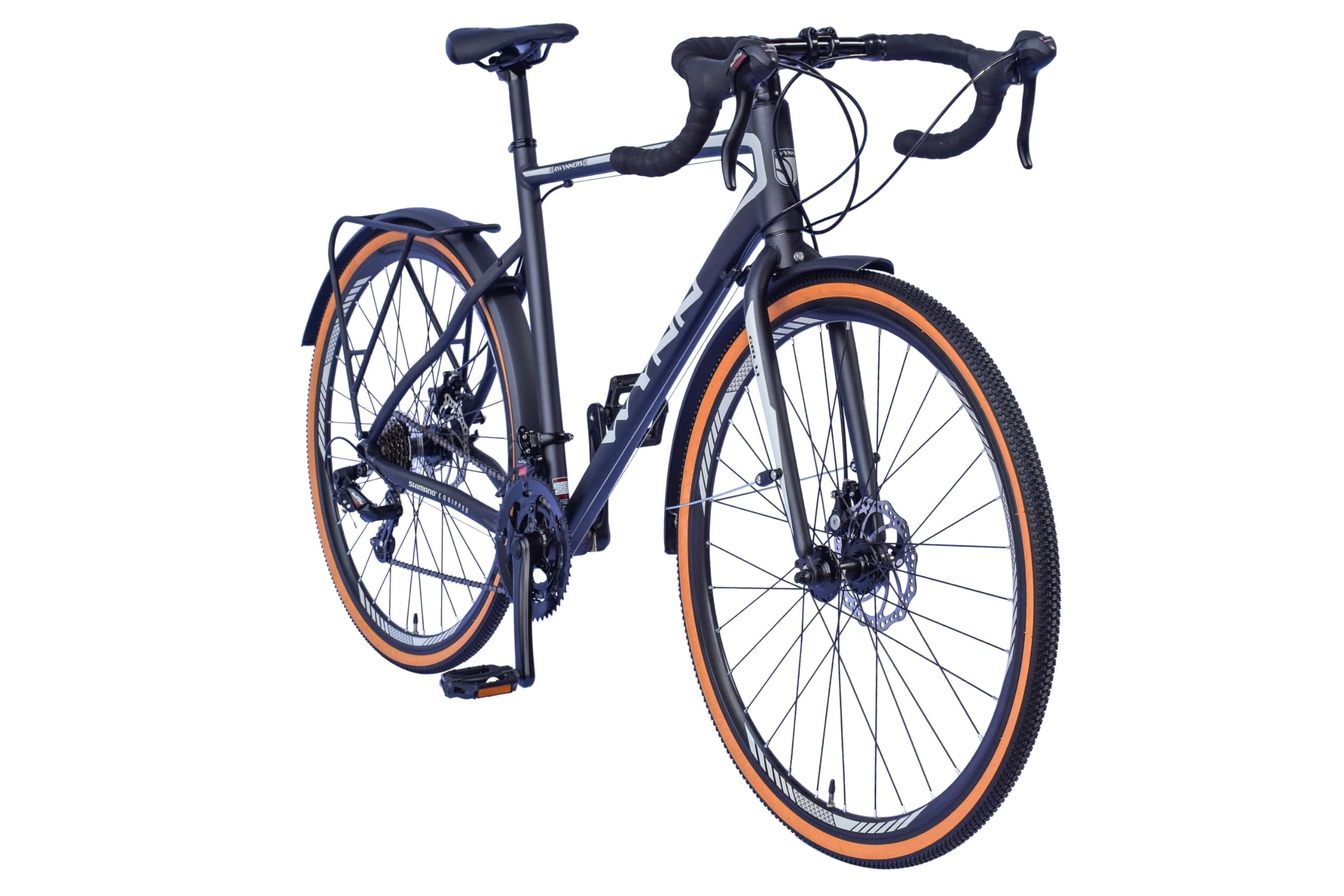 WYNN Gravelbike 28 Zoll GRL1.1 grau Rahmenhöhe 54/56/58/60 cm Damen Herren 14 Gänge Gepäckträger Schutzbleche