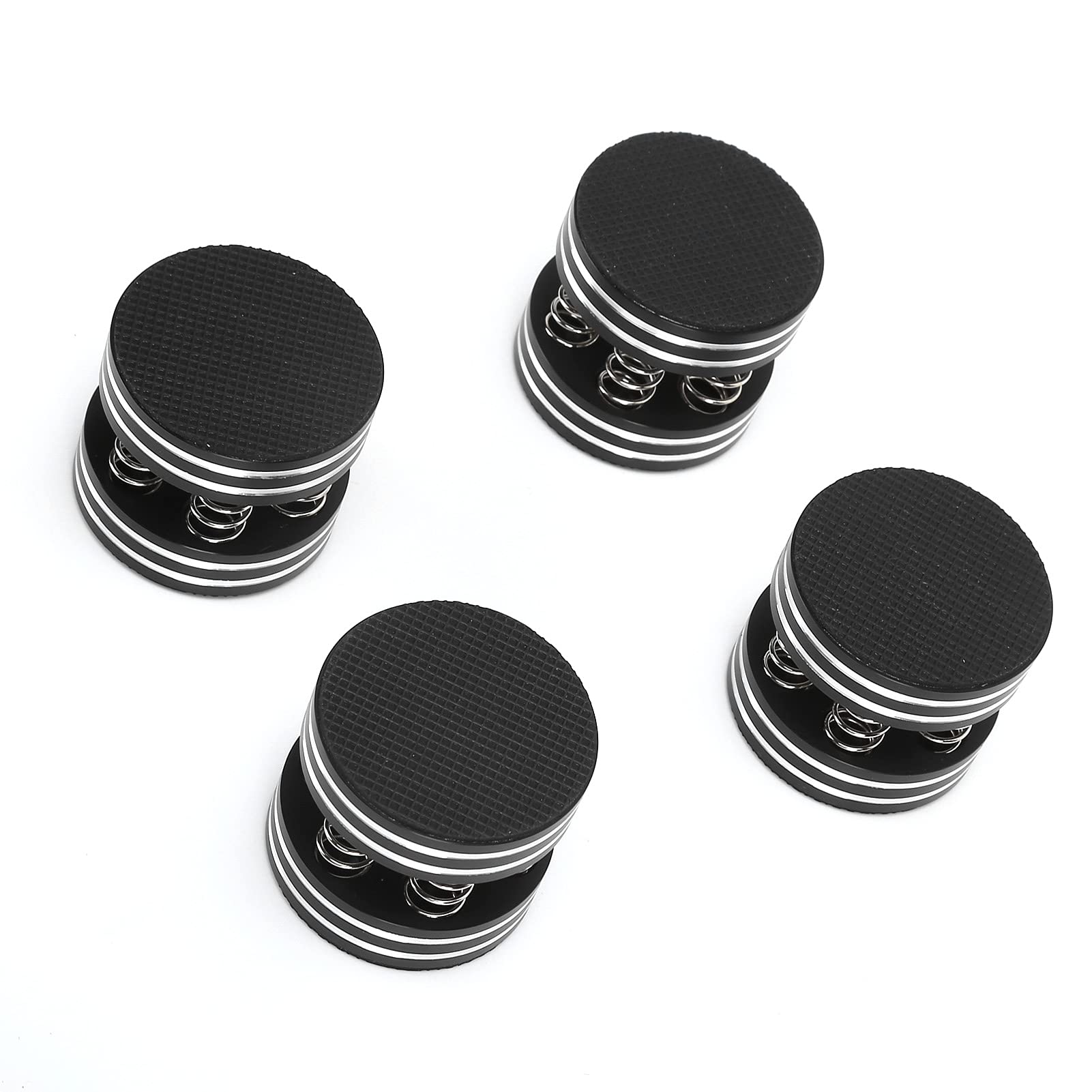 Pieds D'isolation Acoustique, 4 Pièces en Aluminium à Ressort de Haut-parleur Pointes Pieds D'isolation de Plateau Tournant pour Amplificateur/haut-parleur/platine Vinyle/lecteur HiFi(le noir)