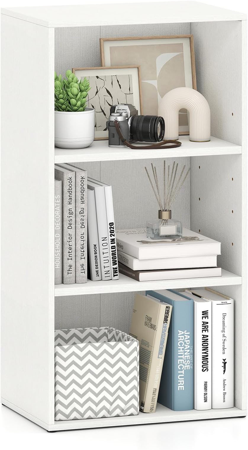 3 Shelf Bookcase Book Shelves Open Storage Cabinet Multi-Functional Home Office Bedroom Display Bookcases Furniture, White (White)