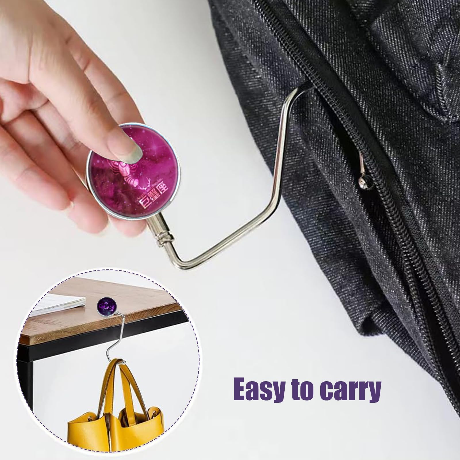 Ganci Pieghevoli Per Borsa Da Tavolo - 2 Pezzi In Alluminio, Antiscivolo, Portatili - Ideali Per Ristorante, Ufficio, Regalo - Foto 12