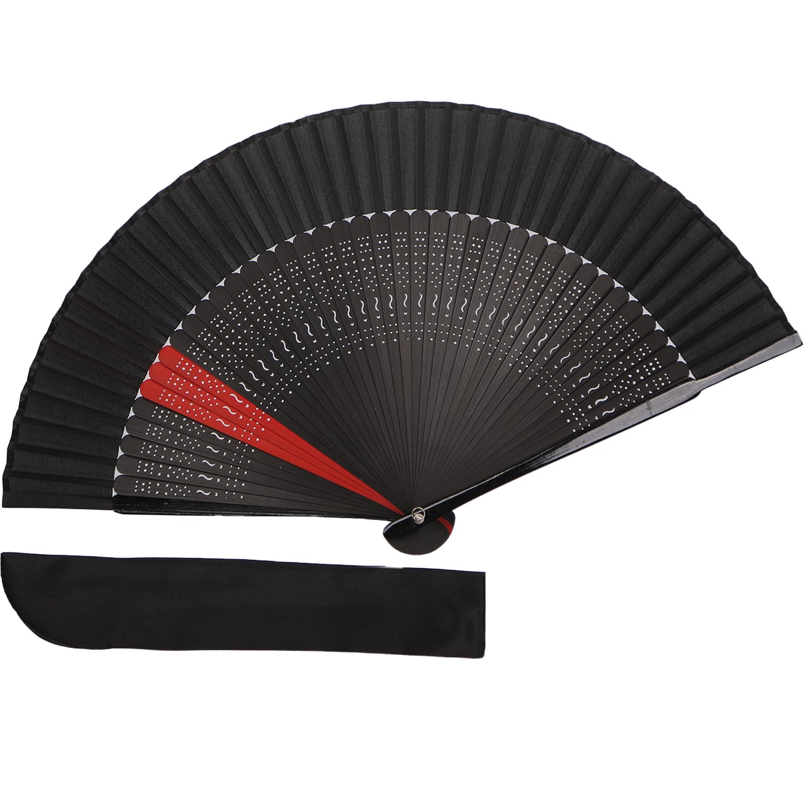 TOuWA Folding Fan, Men/Women, Bamboo Ribs, Japanese Pattern, Lightweight, Japan Souvenir, Festival, Fireworks Display, Year-End Party, New Year Party, Recital, Kimono, 2-Piece Set (Fan, Fan Pouch : Cl