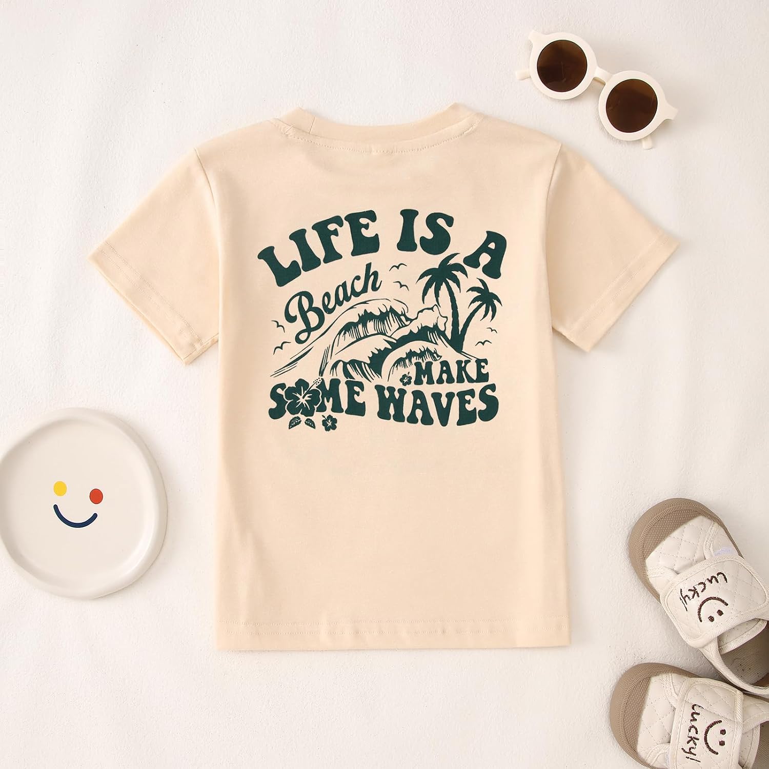 CM C&M WODRO Toddler Boy Girl Beach Shirt Life is A Beach Make Some Waves Hawaii T-Shirt Summer Vacation Outfit Graphic Tee
