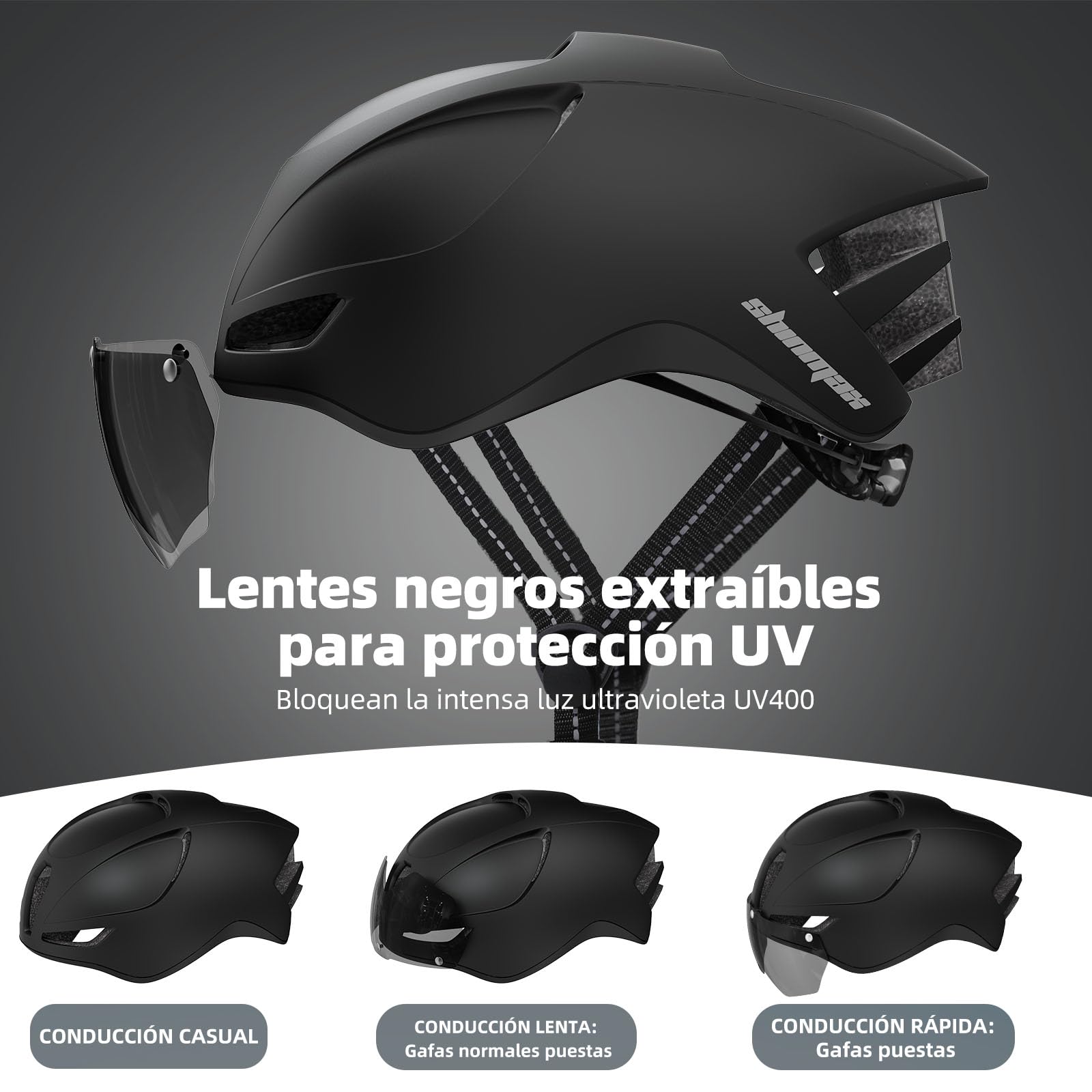 Shinmax Casco Bicicleta Adulto con Visera Magnética Casco MTB con Luz LED Recargable & Cuerda de Seguridad Reflectante Casco Bici Hombre Mujer Casco Bicicleta Montaña Ciclismo Carretera Tamaño 57-62CM