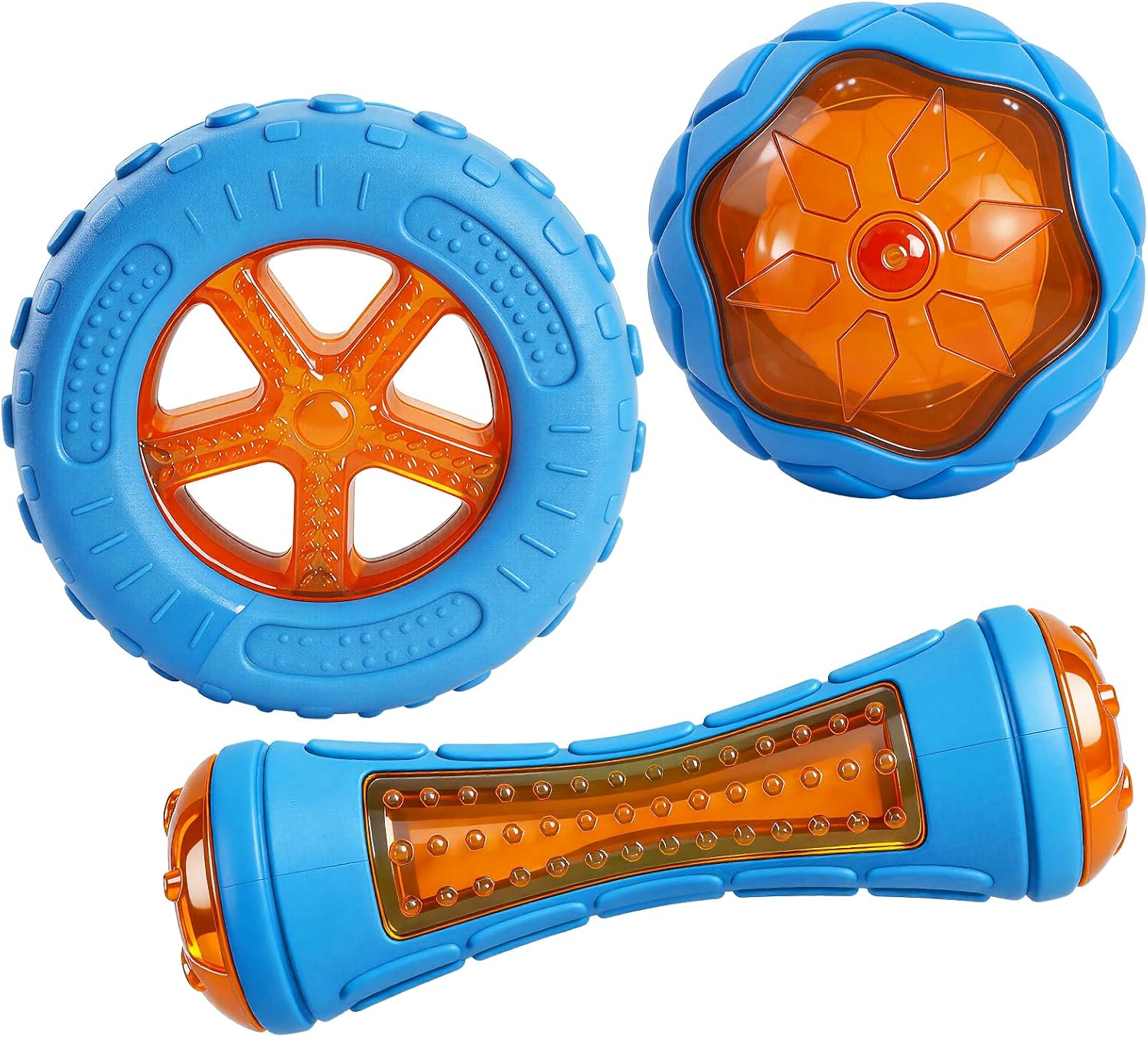 3 Pcs Dog Pool Floating Toys,TPR Bite Resistant Squeaky Dog Water Toy for Medium Large Dog,Interactive Dog Toys for Throwing Fetching,for Summer Outdoor Lake Beach Training Playing with storage bag