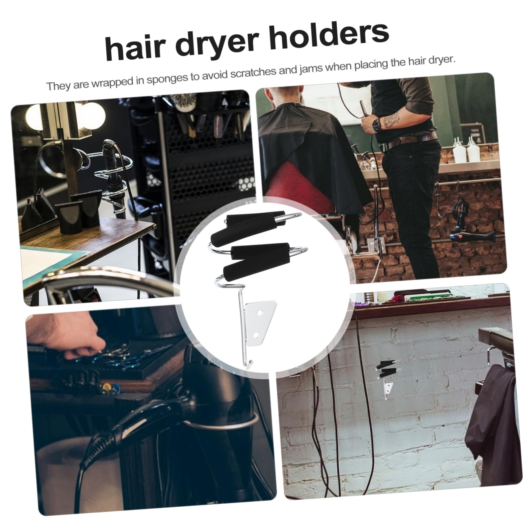 CALLARON 2 Sätze Fönständer Styling Bahnhof Montiert Haartrocknerständer Für Den Salongebrauch Inhaber Föhnhalter Zur Wandmontage Hitze Weiß Hängend Montieren Edelstahl Schwarz 3 Stück * 2