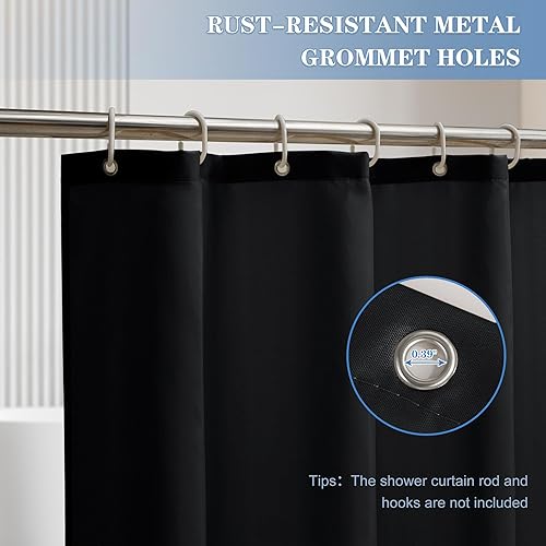 Miniatura 5 de Nasitos Forros de cortina de ducha de tela con imanes separados, paquete de 4, lavable y resistente al agua, forro de ducha con peso para baño,