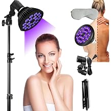 54W Purple LED Sun Lamp, 18 PCS 395nm, Foldable Stand 38.5 x 7 x 8.7 Inches, Eye Mask, Body Face Tanning Device