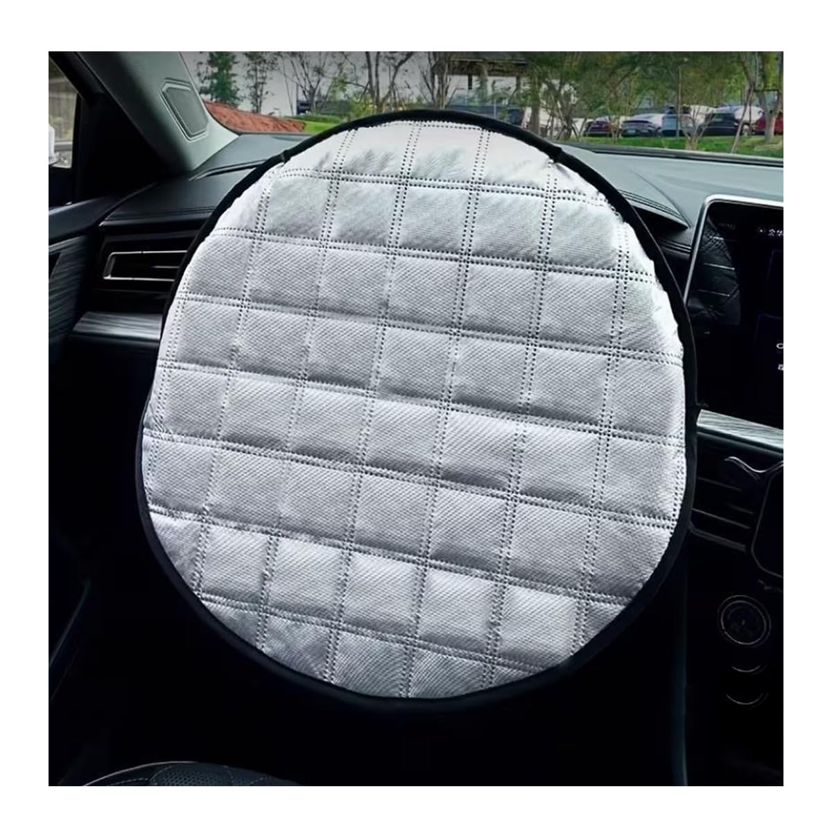 HVCRJY 1x Steering Wheel Sunshade Compatible with for Skoda Superb III Limousine (3V ab 2015), Steering Wheel Cover Foil Heat Protector Anti-Scratch Car Decoration