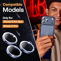 Vista 7 de Protector de lente de cámara para iPhone 17 Pro Max/17 Pro/16 Pro Max/16 Pro/15 Pro Max/15 Pro/14 Pro Max/14 Pro, cubierta individual de cámara