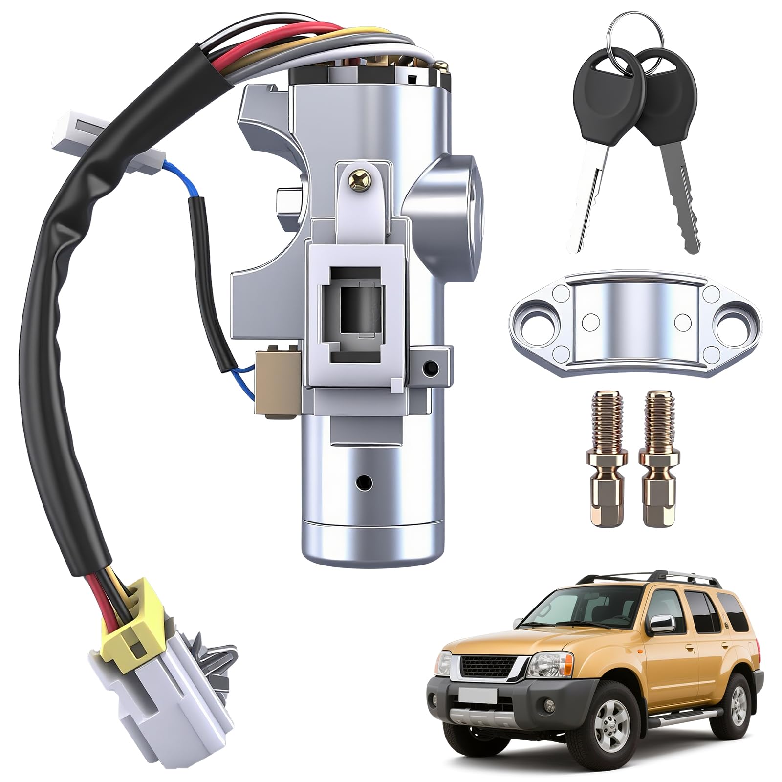 Alikali Ignition Switch Lock Cylinder with 2 Keys D87004S100 Compatible with Nissan Frontier Xterra 1999 2000 2001 2002 2003 2004 Automatic
