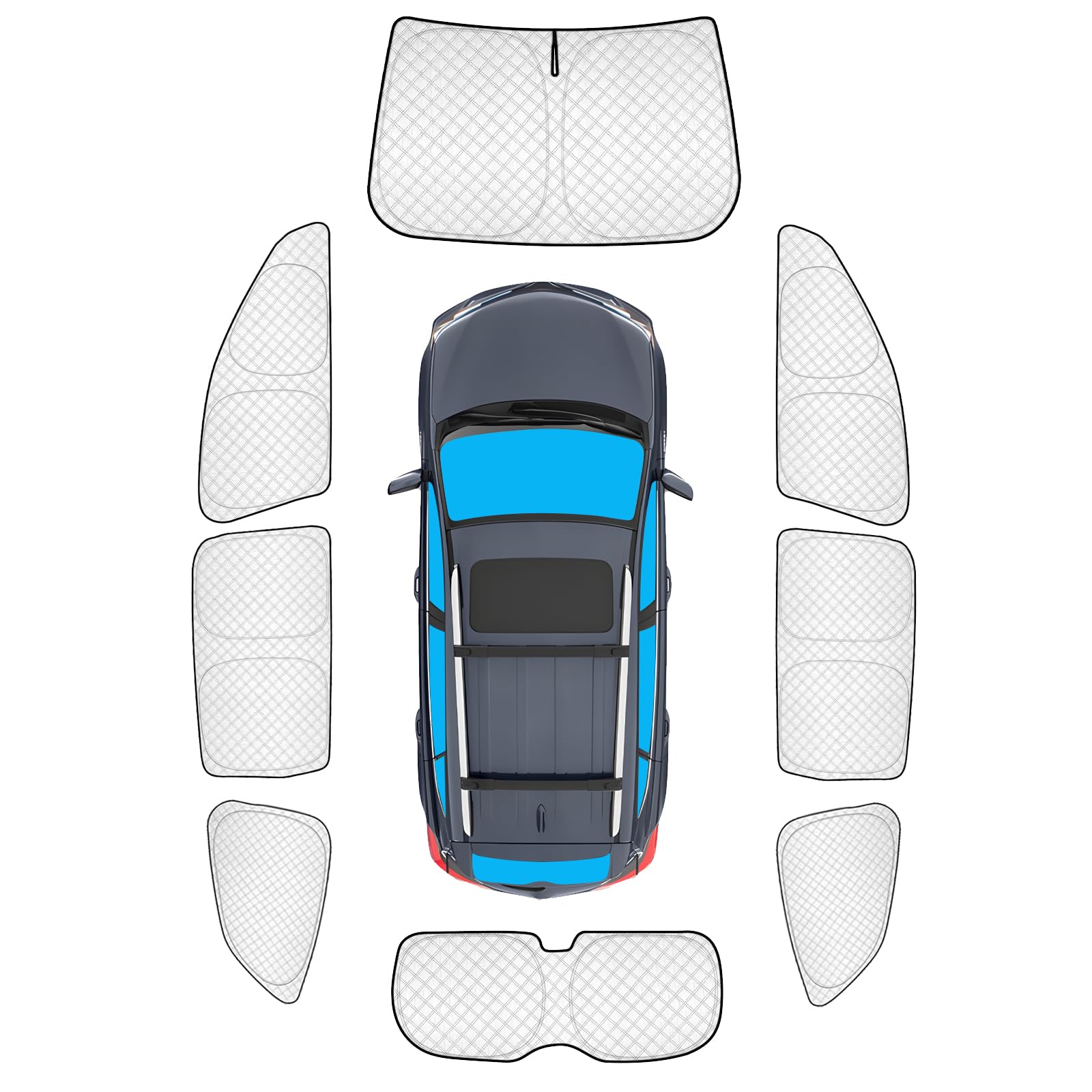 KMF 8pcs Thicken Sun Shades for Subaru Ascent 2019-2025 2026 Accessories, Full Car Window Covers Sunshade for Windshield Side Rear, UV Block and Blackout Protect Privacy for Camping
