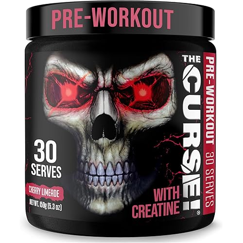 JNX SPORTS The Curse! Pre Workout Powder for Men & Women, Caffeine, Beta-Alanine, Creatine, L-Citrulline, 30 Servings, Cherry Limeade Flavor – Boost Energy, Strength & Focus