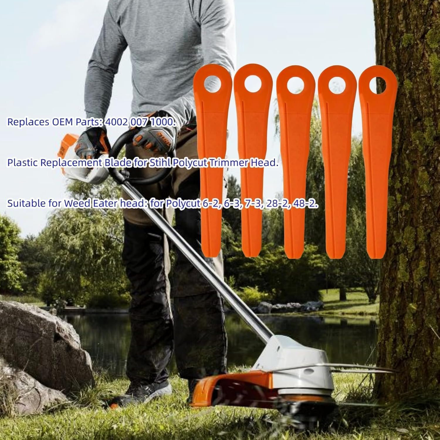 Paquete de 18 Cuchillas de Repuesto de plástico 4002 007 1000 para Stihl Polycut 6-2, 6-3, 7-3, 28-2, 48-2 Weed Eater Trimmer Head 40020071000