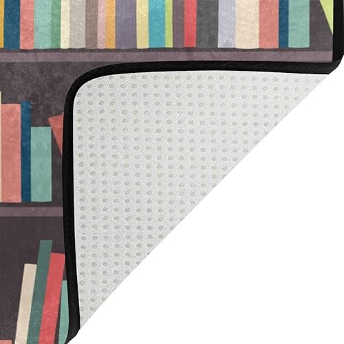 Miniatura 4 de ALAZA Library Bookworm - Alfombra antideslizante de 4 x 5 pies para sala de estar, comedor, dormitorio, cocina, pasillo, oficina, decoración moderna