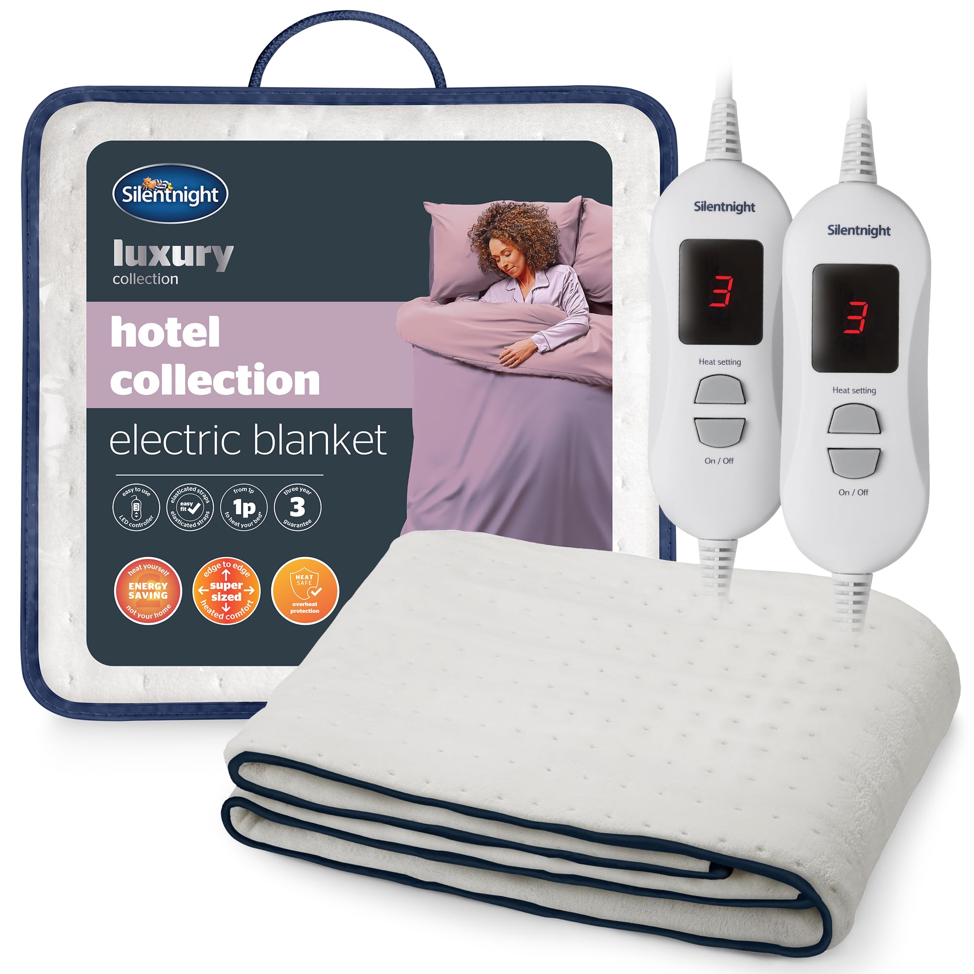 Silentnight Easi Heat Microfleece Electric Blanket, Double, White, 137 x 193 cm, 519113GE