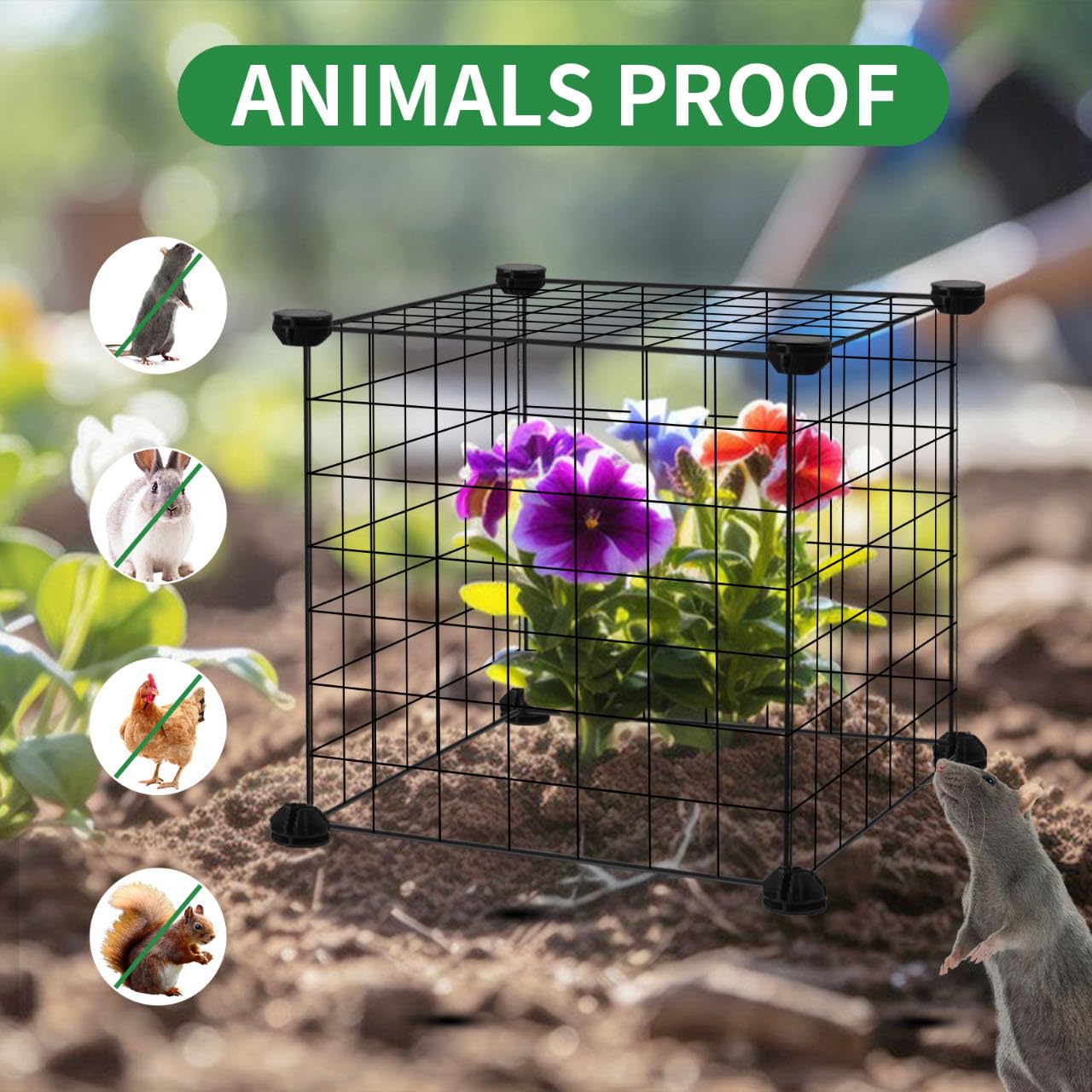 DYAUS Paquete de 2 Protectores de Plantas de Animales, 10 Piezas de Malla de Metal de 12 x 12 Pulgadas, Campanas de jardín para Plantas, Cubiertas de Plantas para Proteger Plantas, Cubiertas de