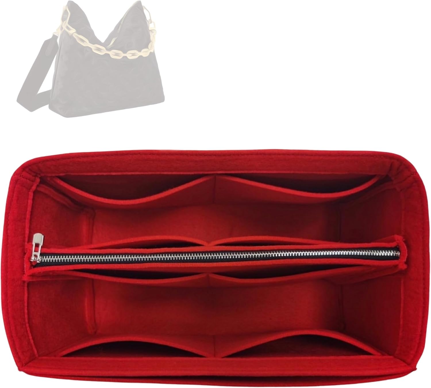 Divitize Premium Purse Organizer compatible with Lv Coussin Hobo MM Bag Organizer Insert - Handmade Purse Liner, Perfect Fit Shaped Hobo Insert (Brown, For Coussin Hobo MM)