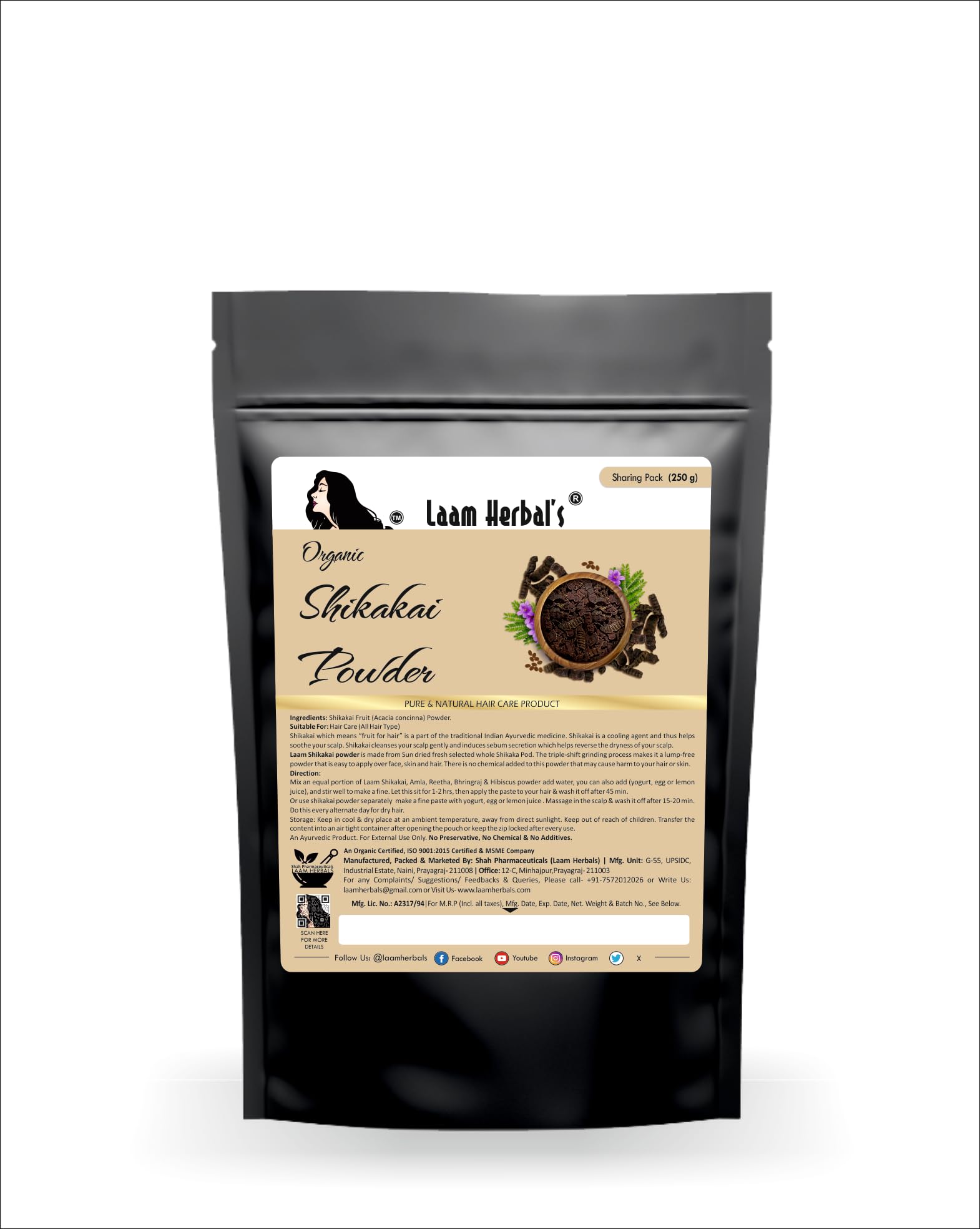Laam Herbal Shikakai Powder |For Deep Conditioning, Maintaining Natural Color, Silky & Lustrous Hair (250 g)-picture-37