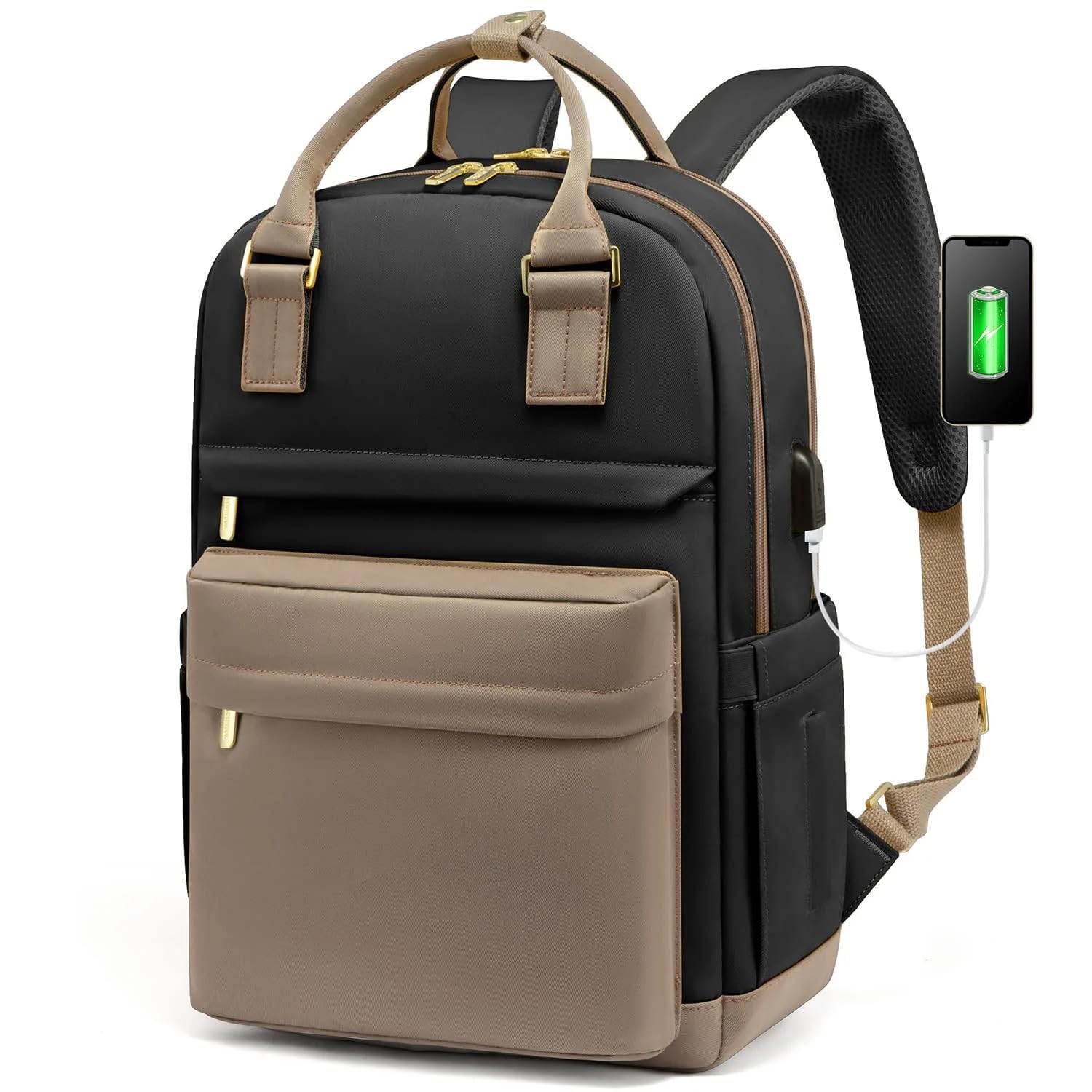 Stylish 15.6 Inches Laptop Backpack with USB Charging Port, Multi-Compartment Travel Bag with Luggage Strap & School, College, Office, Sports Backpack for Men & Women