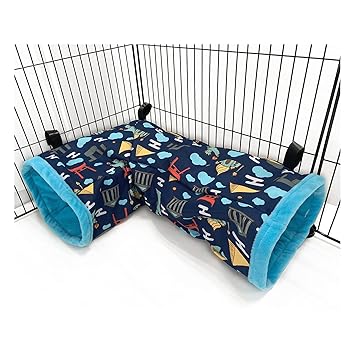 Ferret Cage Accessories Tunnel Tube Corner Hide Fleece Hideaway Bed Hammock Bed for Guinea Pig (Blue)