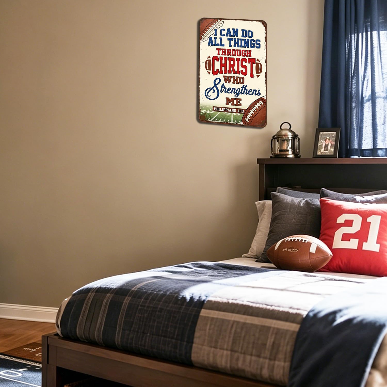 Football Room Decor Gifts for Boys Aged 8-12 Sports Themed Wall Art Sign image 4