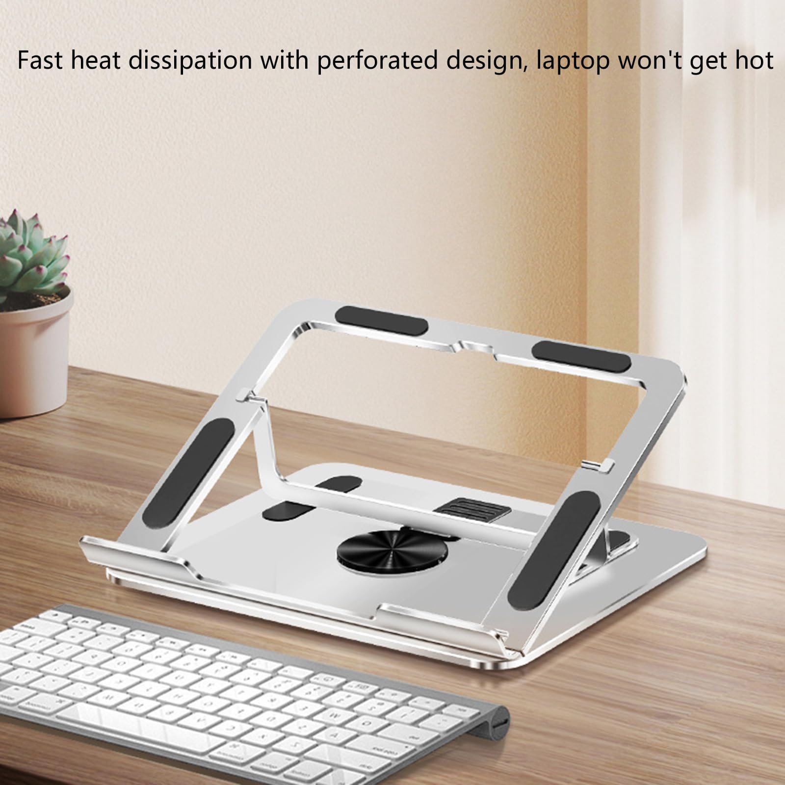 Supporto pieghevole per notebook in alluminio con base girevole a 360 gradi e 7 altezze regolabili per laptop da 17,3 pollici Supporto per laptop in alluminio