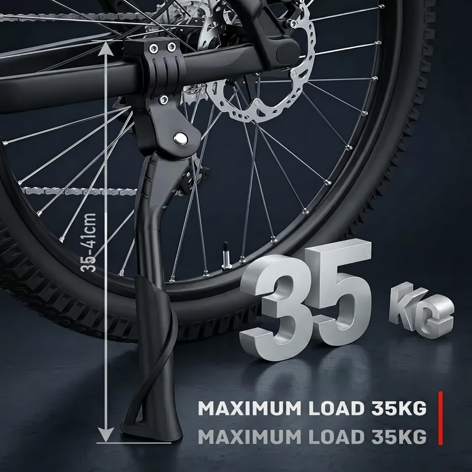 Mepham Cavalletto laterale regolabile in altezza in lega di alluminio, per bici da 24 a 29 pollici. Supporto stabile per mountain bike, bici elettrica, bici da trekking e bici cittadina.