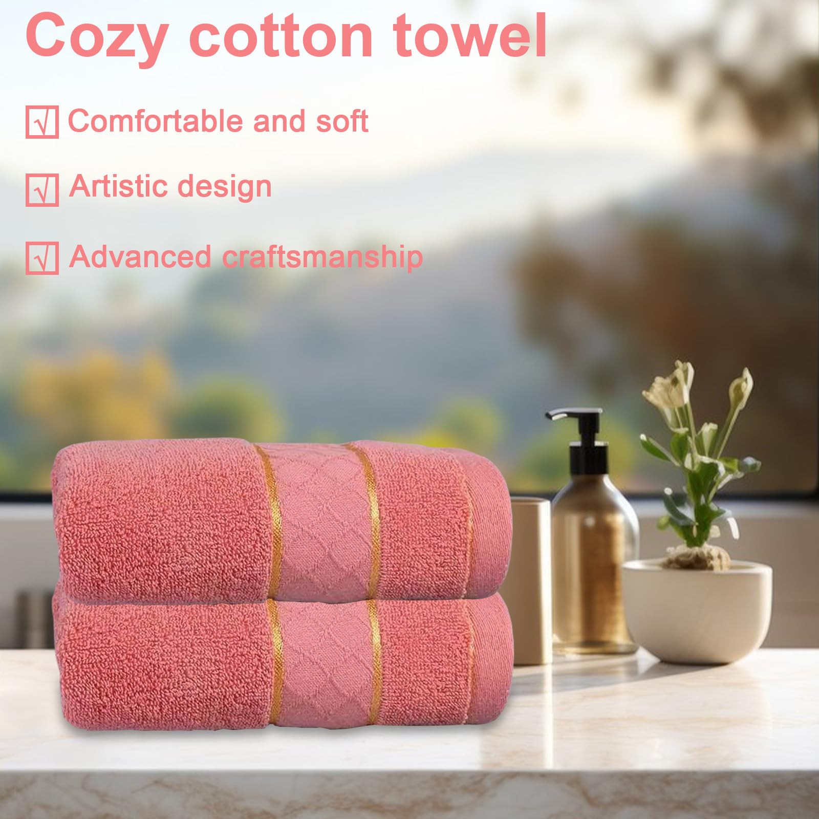 Set Di 2 Asciugamani Decorativi A Forma Di Rosa Per Bagno, Morbidi E Assorbenti 35,5x71cm - 3