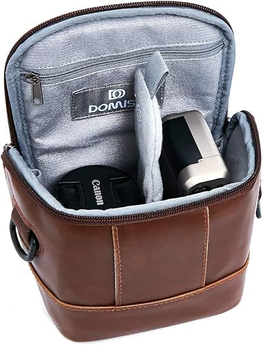 Miniatura 4 de DOMISO Estuche grande para cámara con retención de agua, bolsa de hombro antichoque para exteriores con correa, marrón oscuro