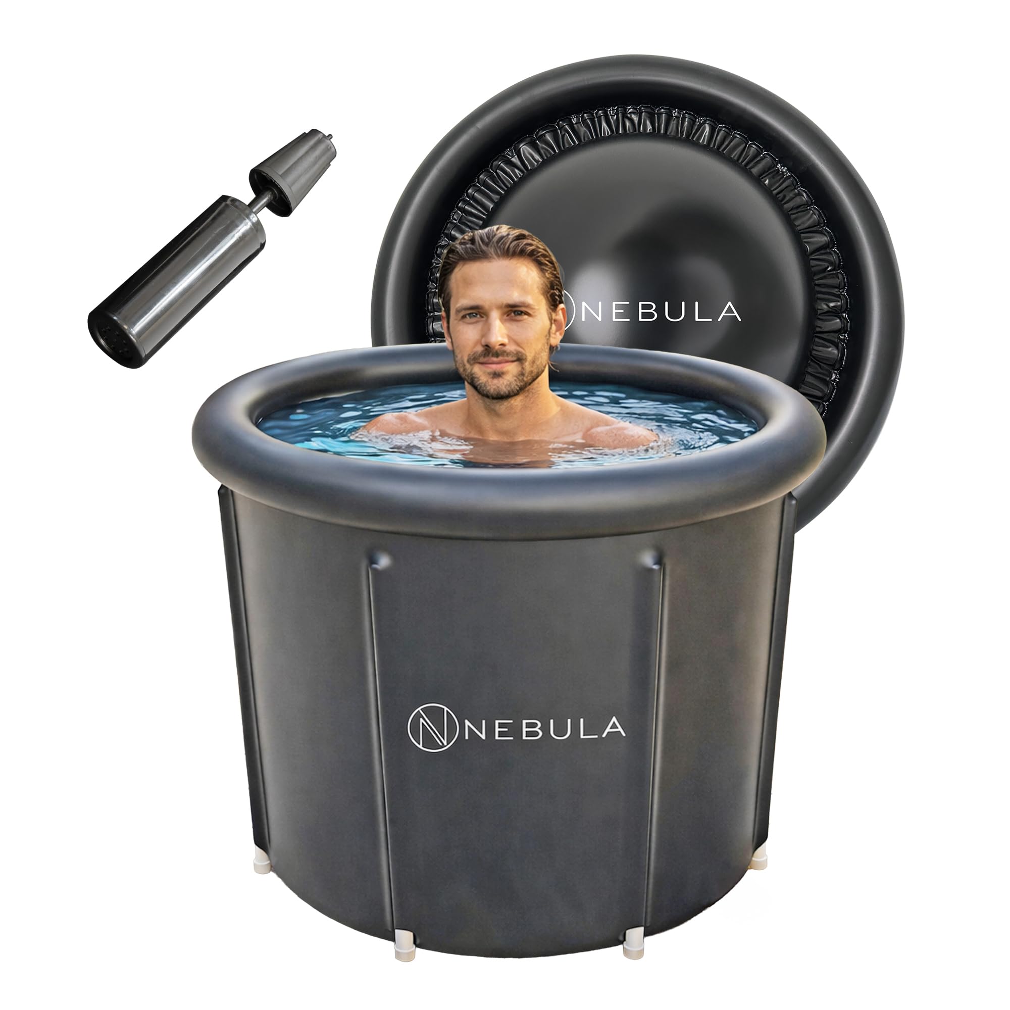 Nebula Cold Plunge Tub for Ice Bath Therapy with Secure Lid 360L Capacity - Round Durable Portable Bath for Cold Water Therapy - Premium Inflatable Bath Tub Adult