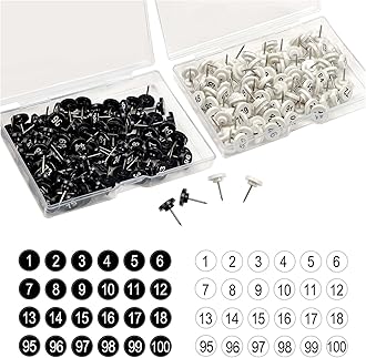 200pcs Number Push Pins for Map Cork Board Photo Push Pins for Bulletin Board Thumb Tacks for Office School Wall (Black+White)