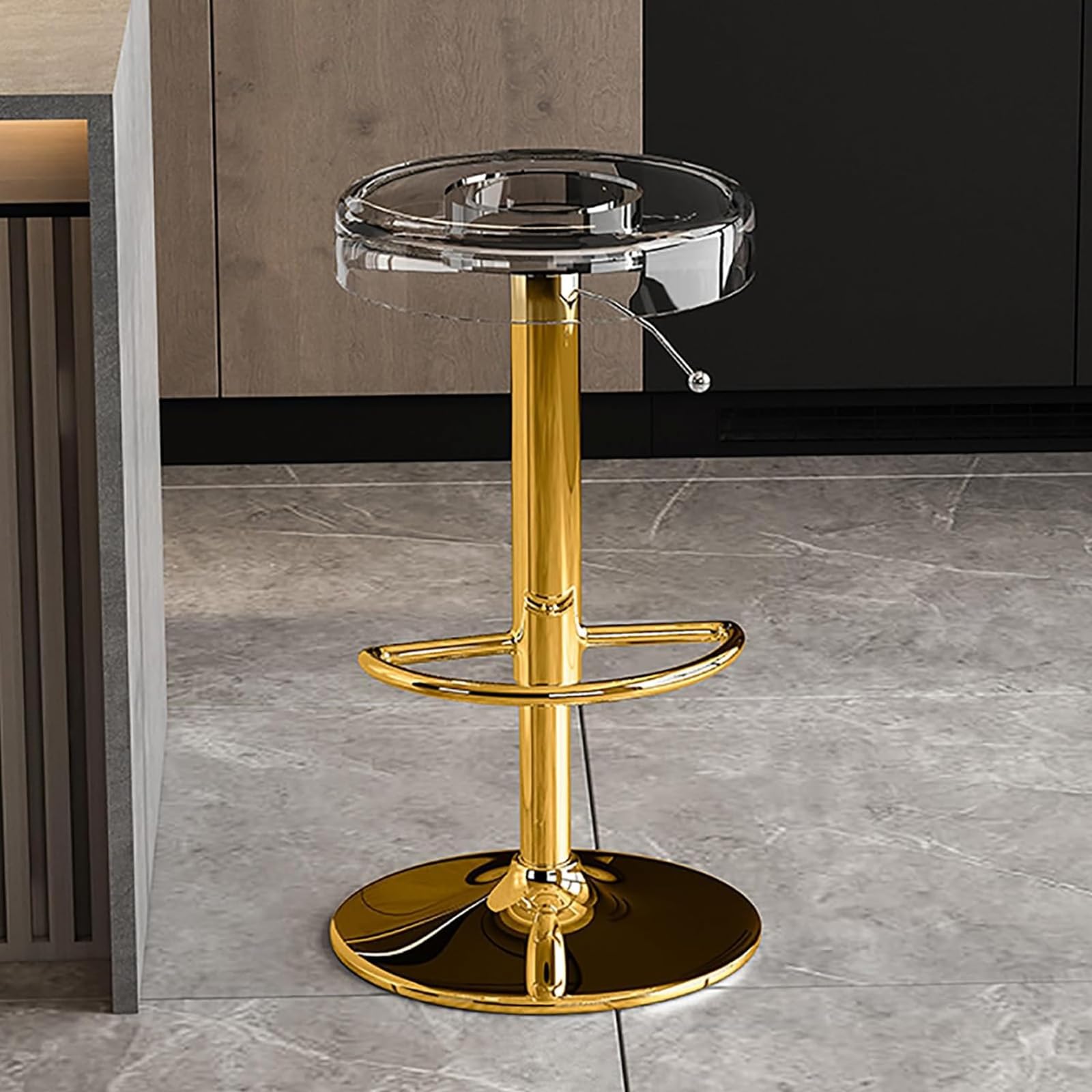 Armless Acrylic Barstools, Adjustable Height(62-82cm), Modern Creative Counter Height Chairs Stool, for Home Pub Cafe Bistro,Clear