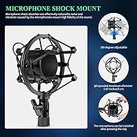 Vista 2 de GUHUS Kit de micrófono de condensador profesional, con soporte de brazo de brazo, filtro pop, montaje de choque, micrófono USB silencioso