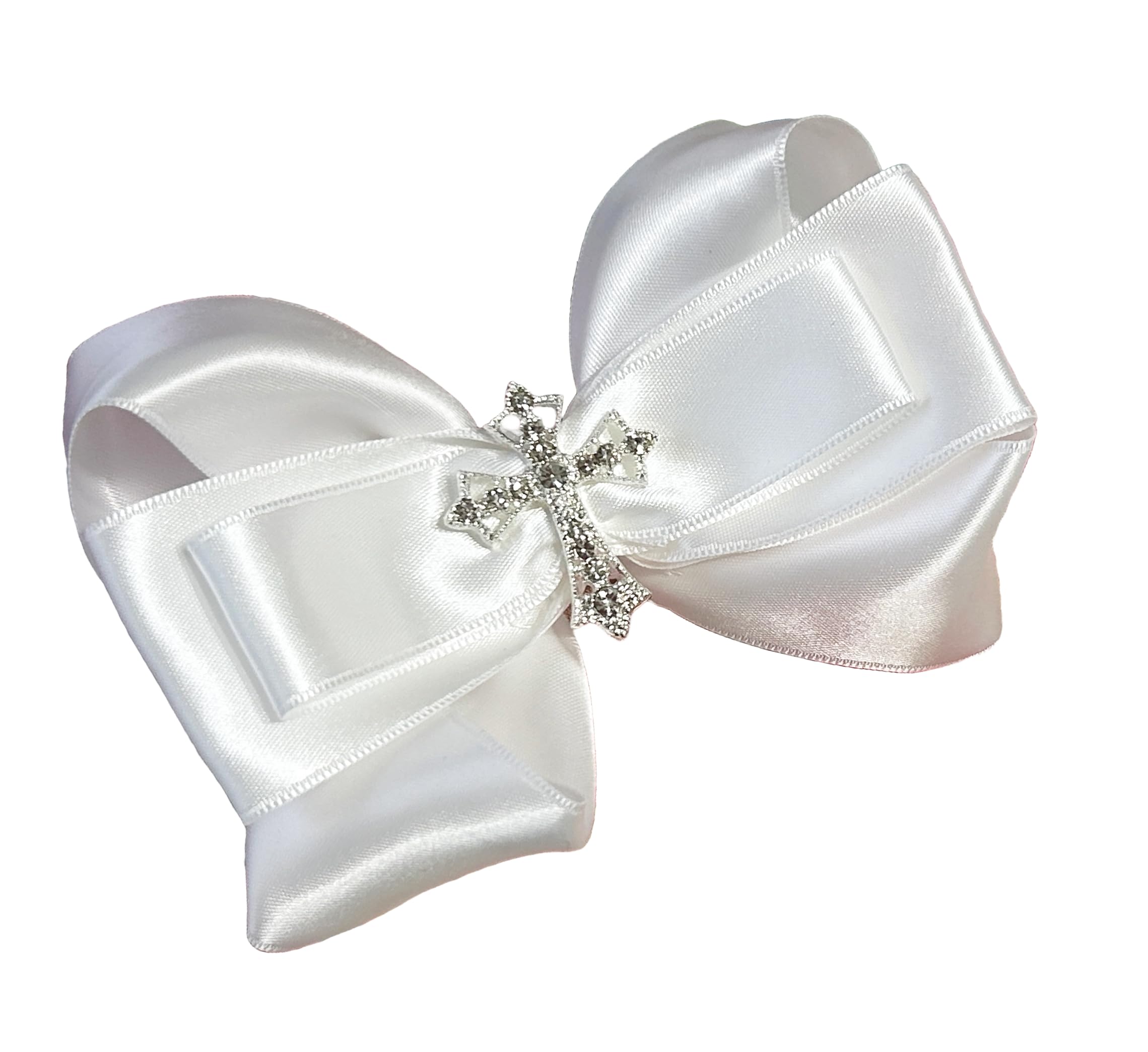 Amazon.com: White Cross Rhinestone Hair Bow Clip, Baby or Big Girl 