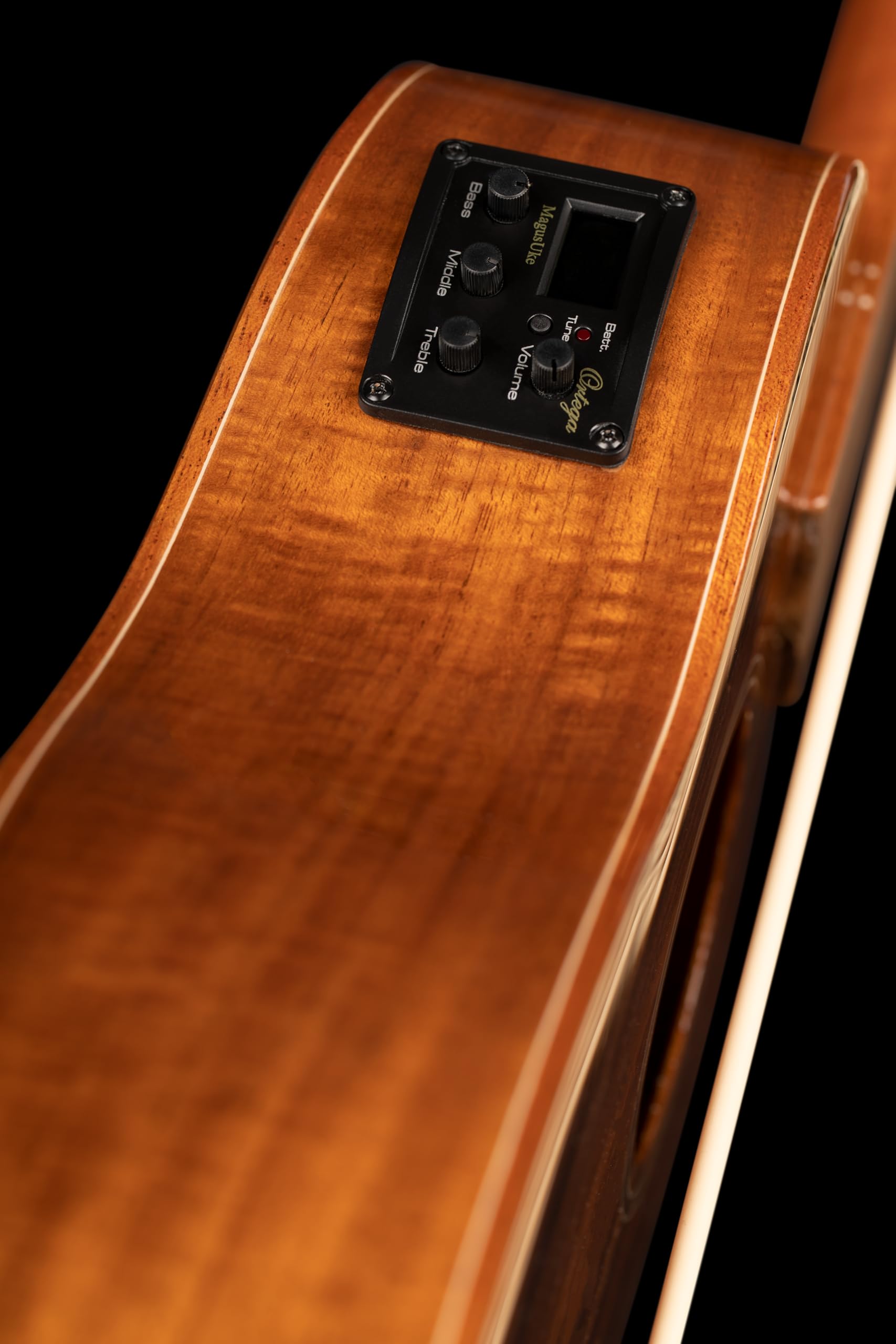 Ortega Guitars Travel Bass electro-acústico - Serie Lizard - Ukelele bajo - incluye Gigbag - Acacia, Mahagony (CAIMAN-BS-GB)