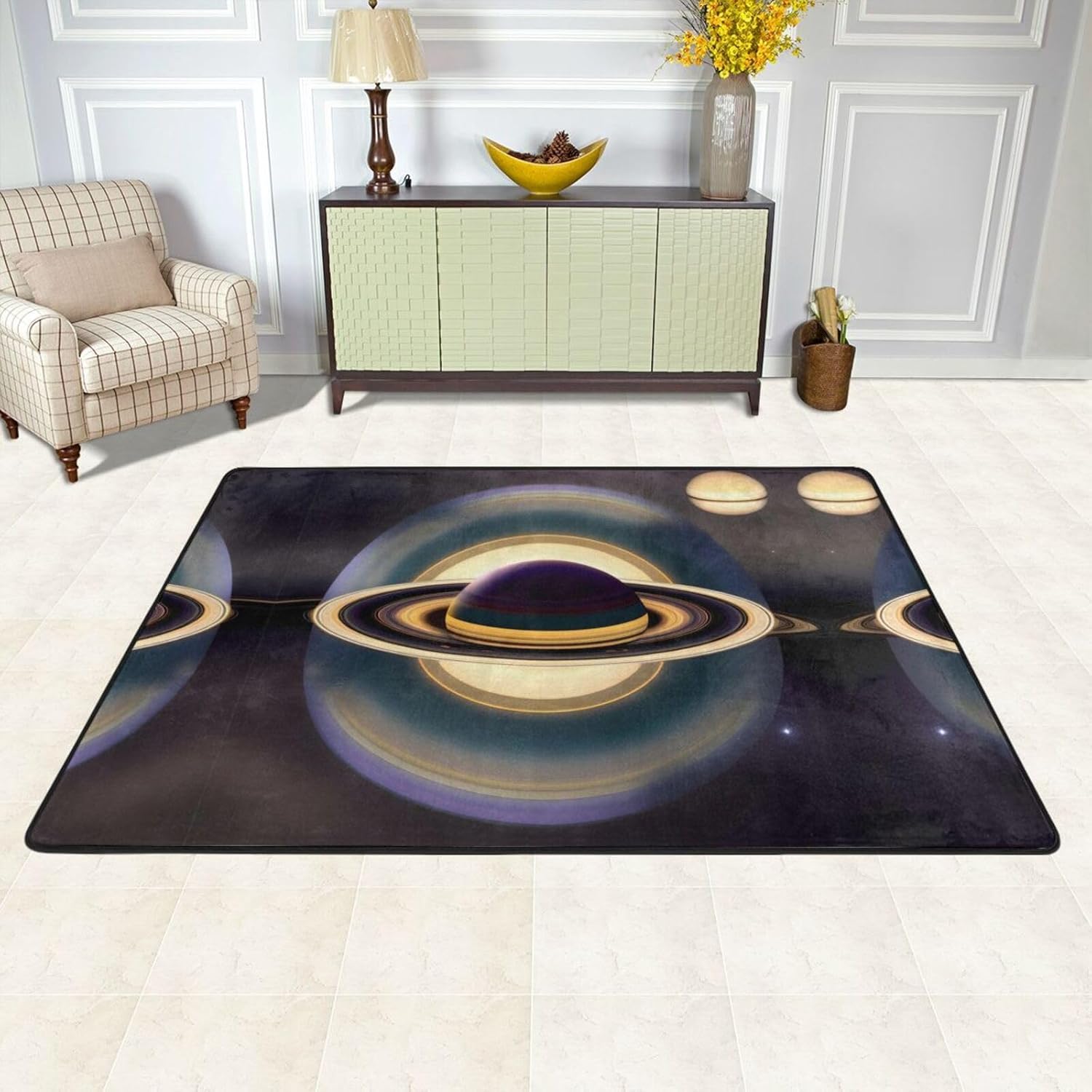 Beautiful Saturn Printed Anti-Slip Floor mat Carpet Rug 72"x48" for Living Room Office Coffee Table Bed Balcony