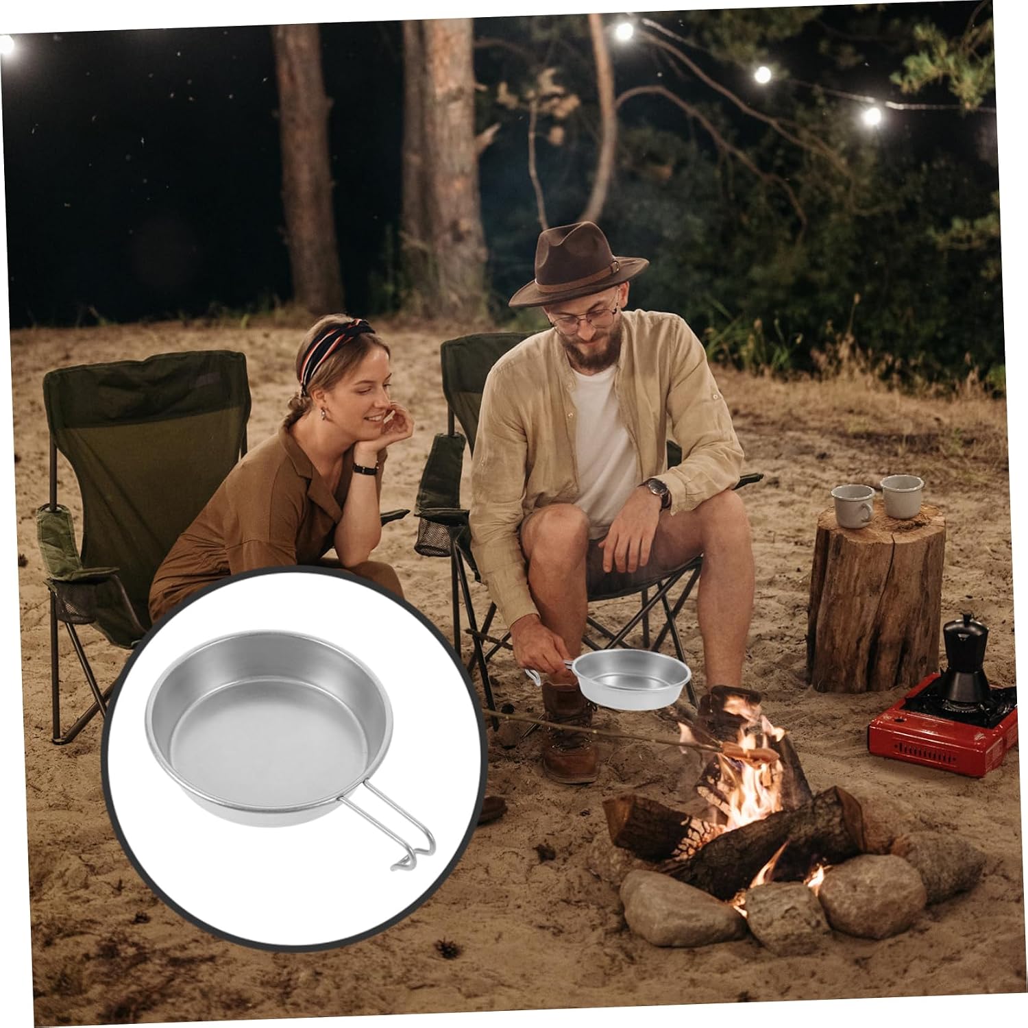 Stackable Camping Bowl Set Lightweight Stainless Steel Bowl with Handle Portable Outdoor Dinnerware for Camping Hiking and Travel