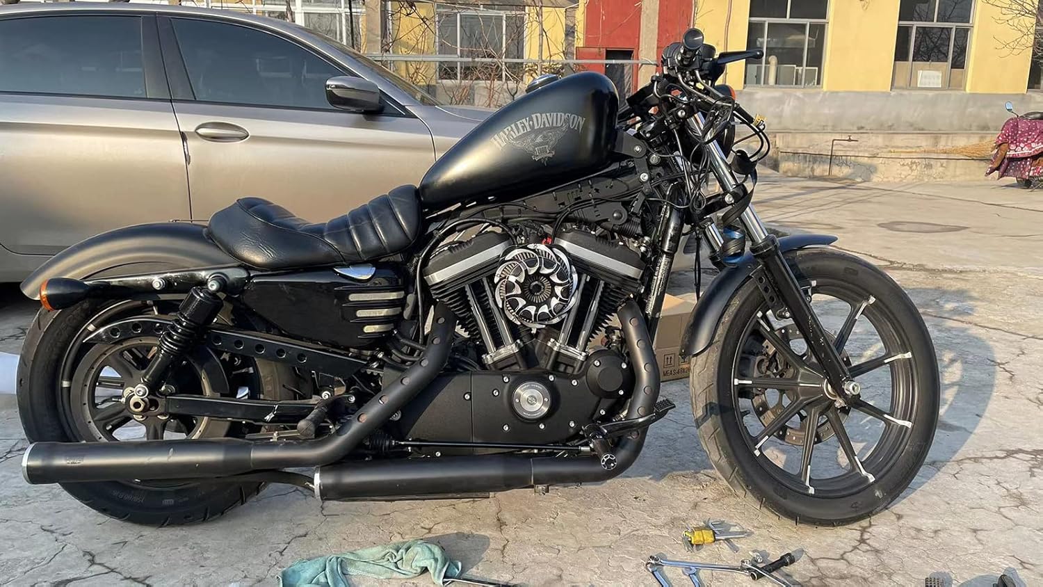 Motorcycle ABS Left & Right Engine Fairing Battery Side Covers for Harley 2014-2022 Sportster XL883 XL1200 883 1200 Forty Eight Seventy Two (Chrome)