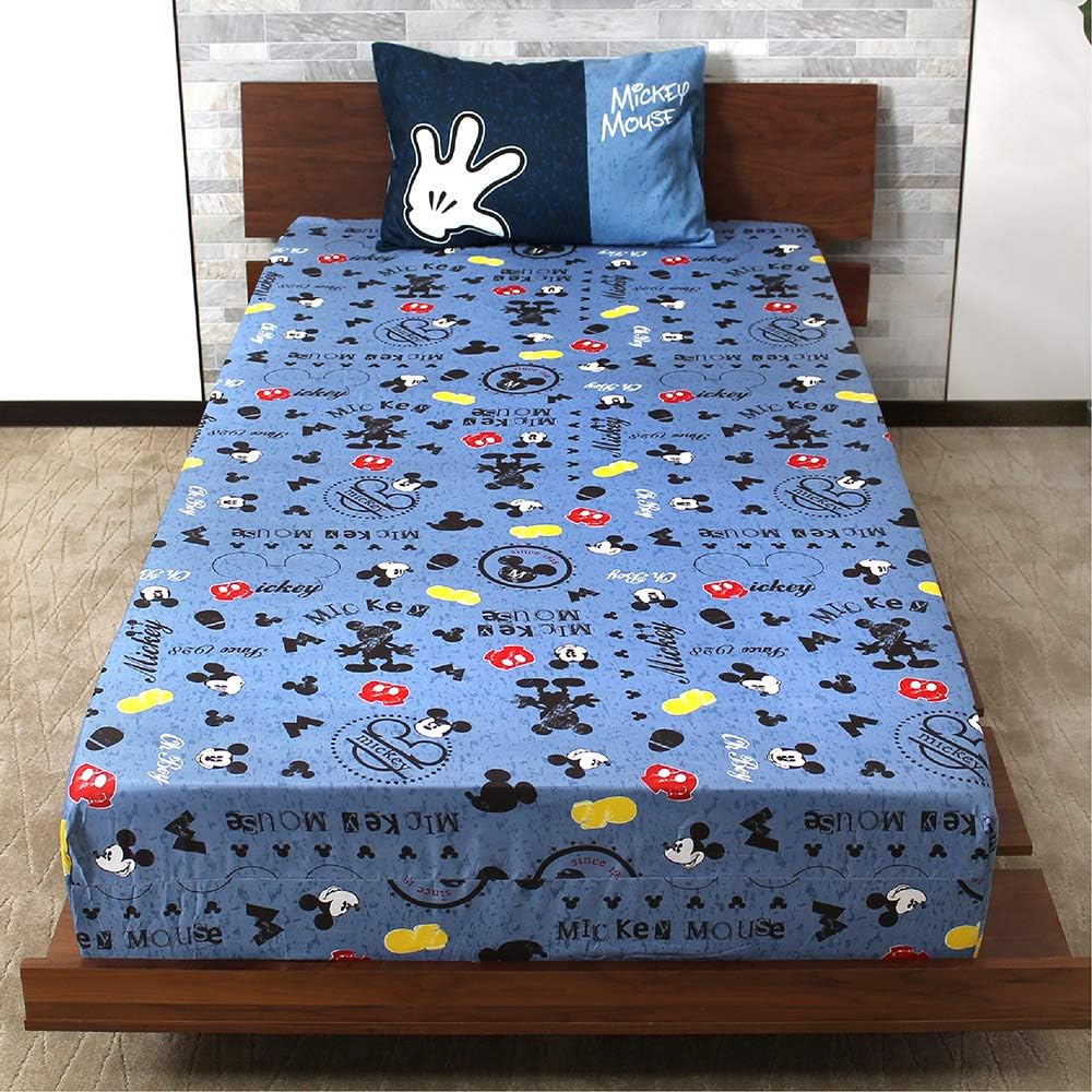 ミッキー 男の子 掛ふとんシーツ シングル ディズニー 掛け布団カバー ブルー 同梱不可