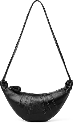 DORIS&JACKY Lambskin Croissant Crossbody Bag Designer Shoulder Chest Purse | Soft Leather Crescent Crossover Purse with Single Wide Strap, Womens Casual Daily Purse, Practical and Lightweight