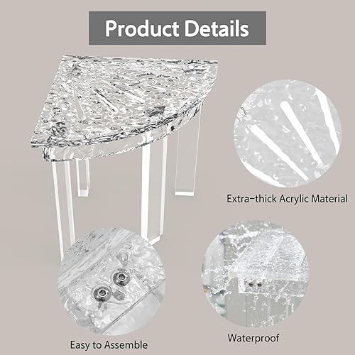 Miniatura 6 de Banco de ducha de acrílico, taburete de ducha de esquina perfecto, reposapiés de ducha ideal para afeitarse piernas y duchas compactas,