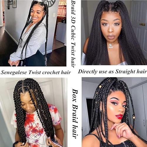 Miniatura 5 de Xiaofeng 3 paqueteslote de extensiones de cabello trenzado preestiradas para mujeres, trenzas de ganchillo de 26 pulgadas, ajuste de agua caliente,