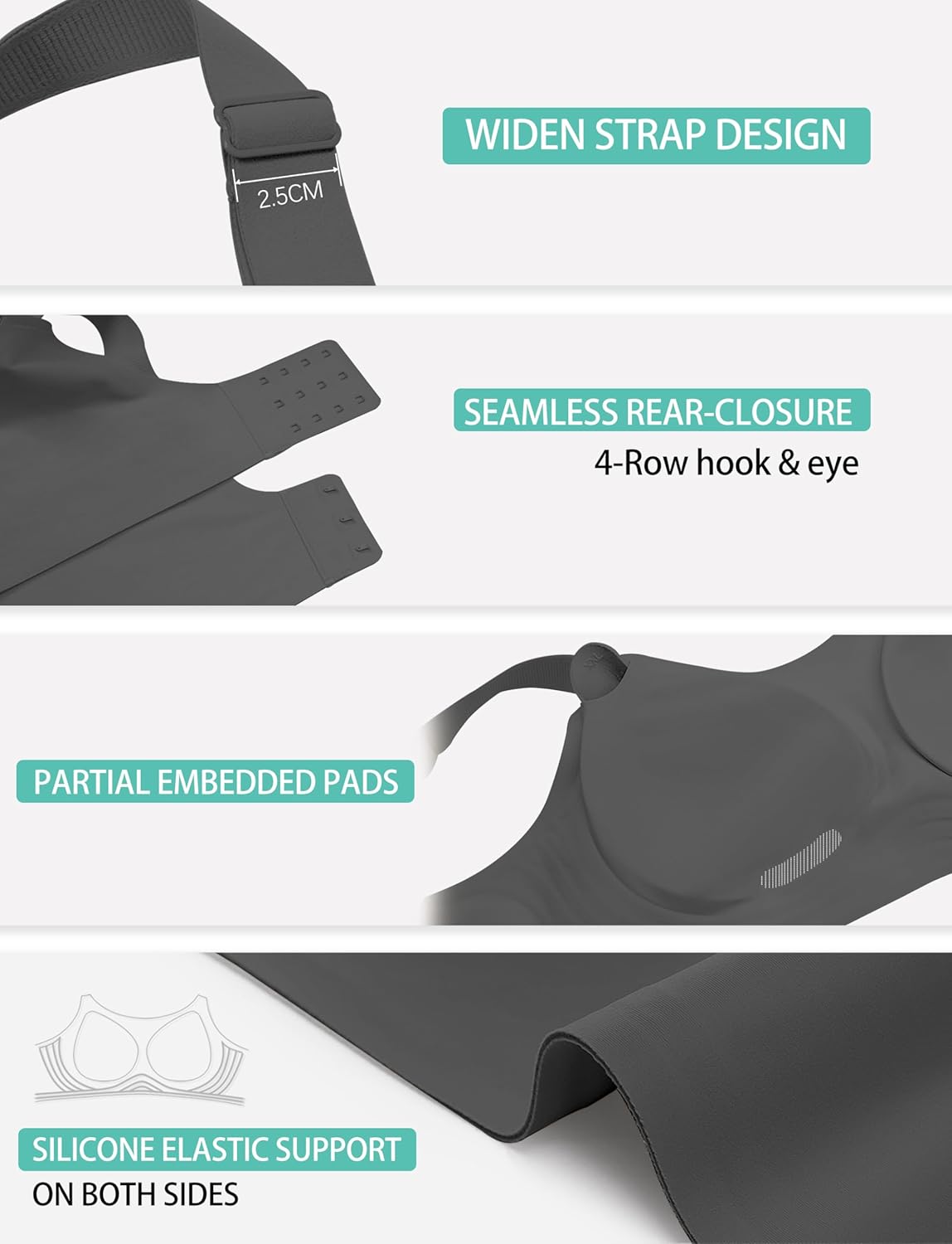 Seamless Wireless Push Up T-Shirt Bras for Women – Soft Full Coverage Bralettes with No Underwire - Image 5