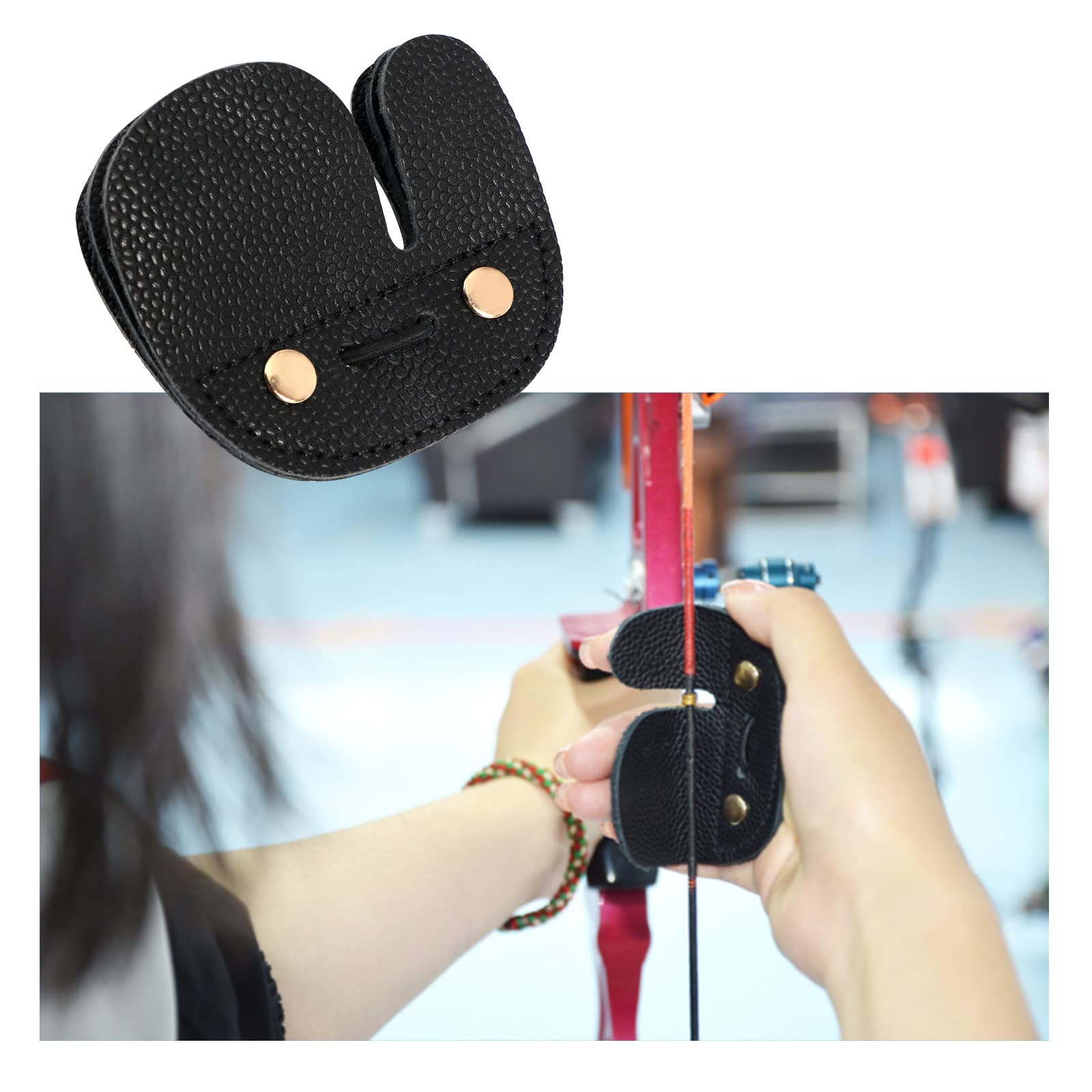 Lot de 2 protections en cuir pour tir à l'arc - Double épaisseur - Équipement d'entraînement au tir à l'arc - Noir