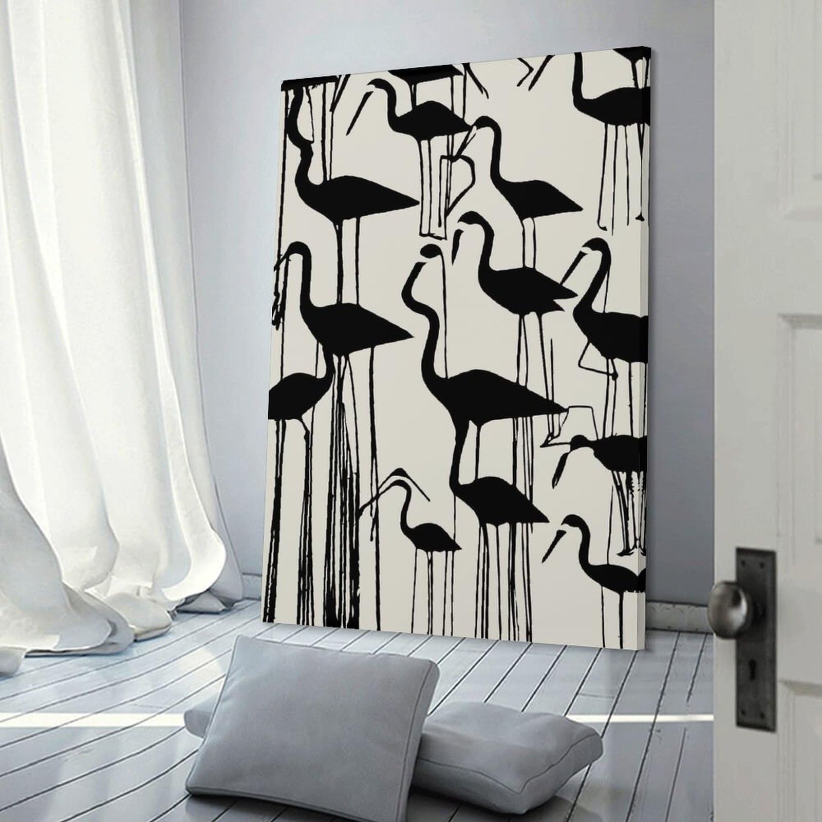 Junmoney Room Decor Wall Art Black Ink Cranes, 20x30inch(50x75cm), for Gallery Wall Layouts in Home Or Office, Home Wall Art for Statement Displays