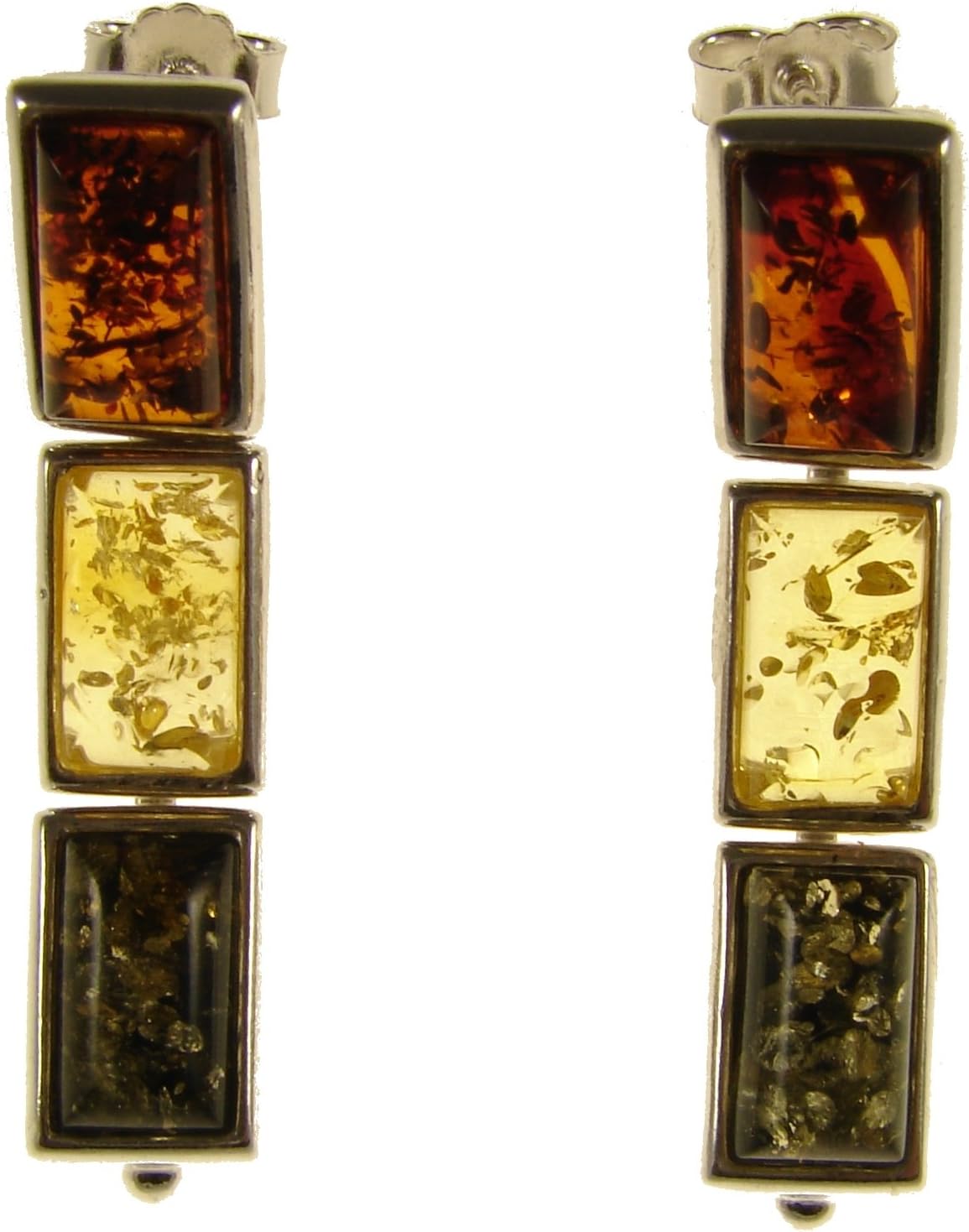 Cozmos EarringsBALTIC AMBER AND STERLING SILVER 925 DESIGNER MULTI-COLOURED TRAFFIC LIGHTS EARRINGS JEWELLERY JEWELRY