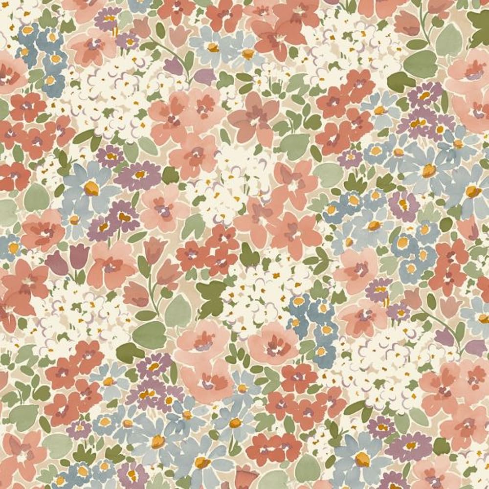 Grandeco Ditsy Pink Floral Vinyl Wallpaper Blossom Colourful Paste The Wall